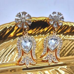 New ANTHRO flower eagle rhinestone dangle earrings